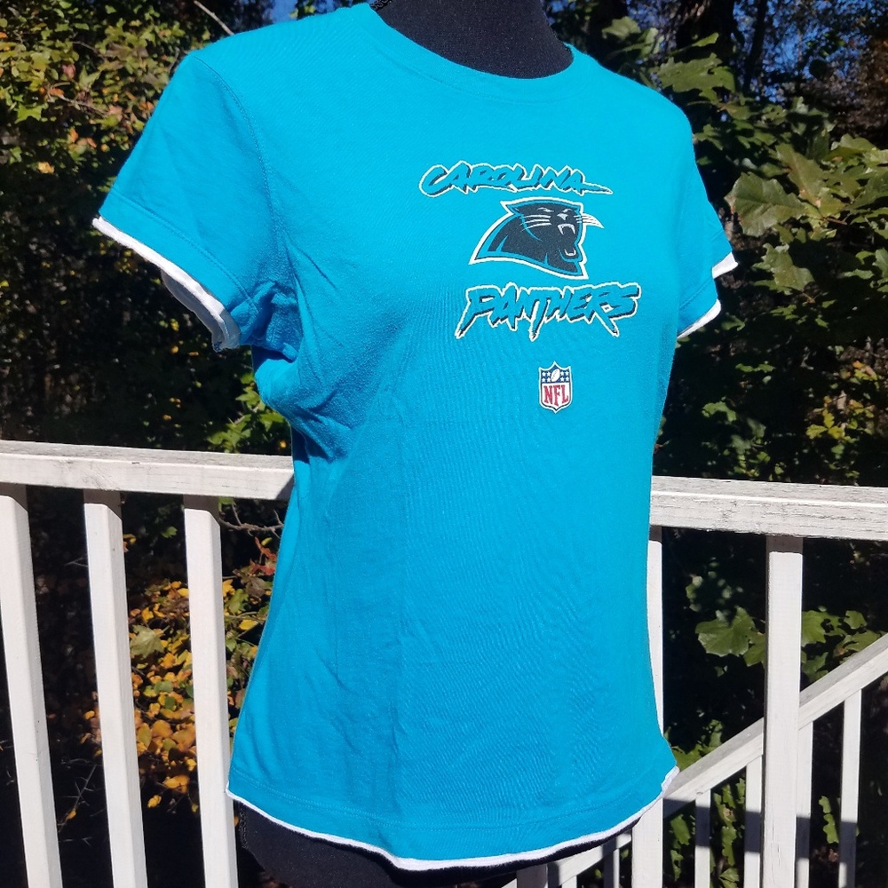 Panthers Womens Tee Shirt Blue   Medium NFL Carolina